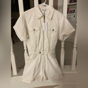 Brand new with tags never worn! White WeWoreWhat denim romper.